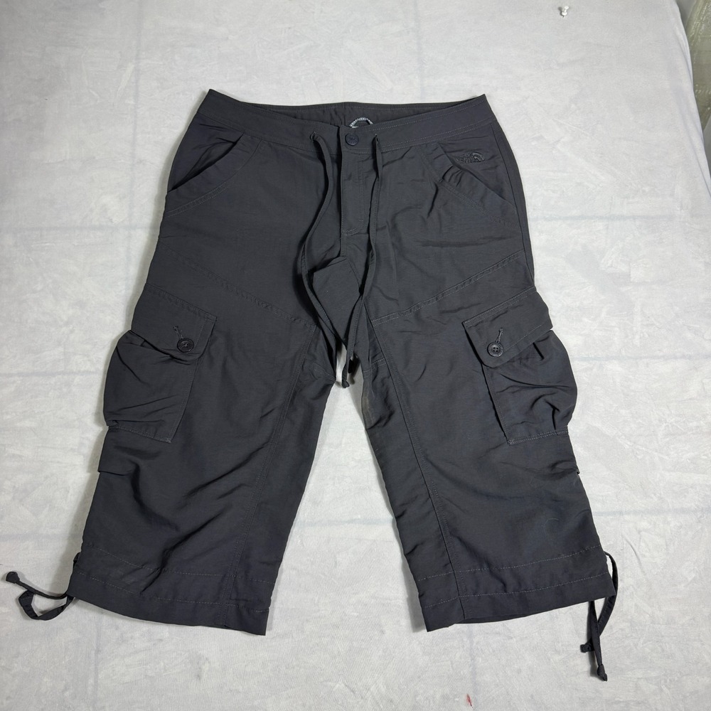 The‎ North Face Womens Capri Pants Gray Cargo Pocket Hiking Outdoor Drawstring 8